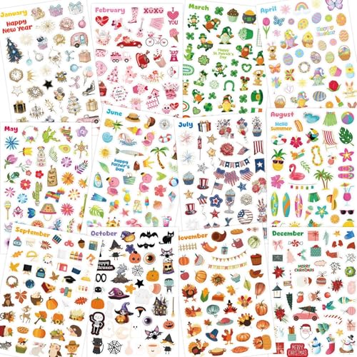Fancy Land Holiday Stickers Assortment 800 Seasonal Stickers for Kids