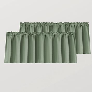 Sage Green Bathroom Curtains Window Valance Room Darkening Blackout Valances for Kitchen Living Room Bedroom 52 x 18 Inch Length Light Green