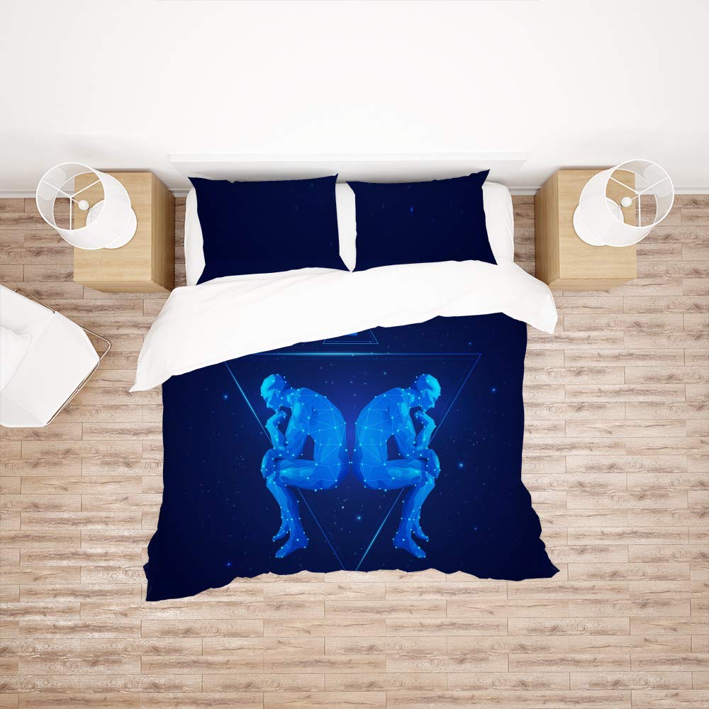 Linge de lit constellations Gémeaux King en polyester haute densité avec 8 taies
