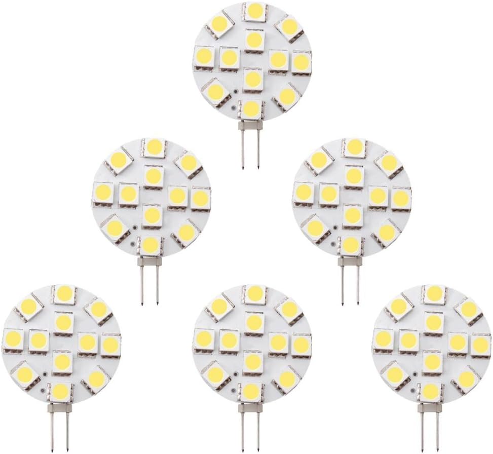 Dream lighting 12V DC LED 1.9 Watt G4 Bulb / JC10 Bi-Pin 20W Halogen Replacement for Auto, Trailer, Car, Boat Interior Kitchen Under Cabinet Lamp, Spotlight, Dimmable Cool White, Pack of 6