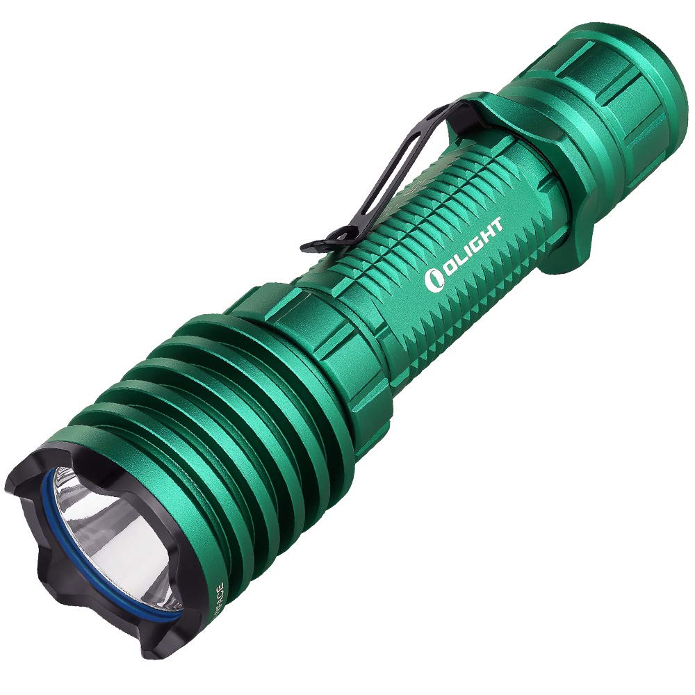 Olight Warrior X Pro Recharageable Super Bright Flashlight 2100 Lumens 500 Meter Throw Magnetic Tail Switch Light, 3 Meter Drops Vibrating Power Indicator with Battery for Hunting (Green)