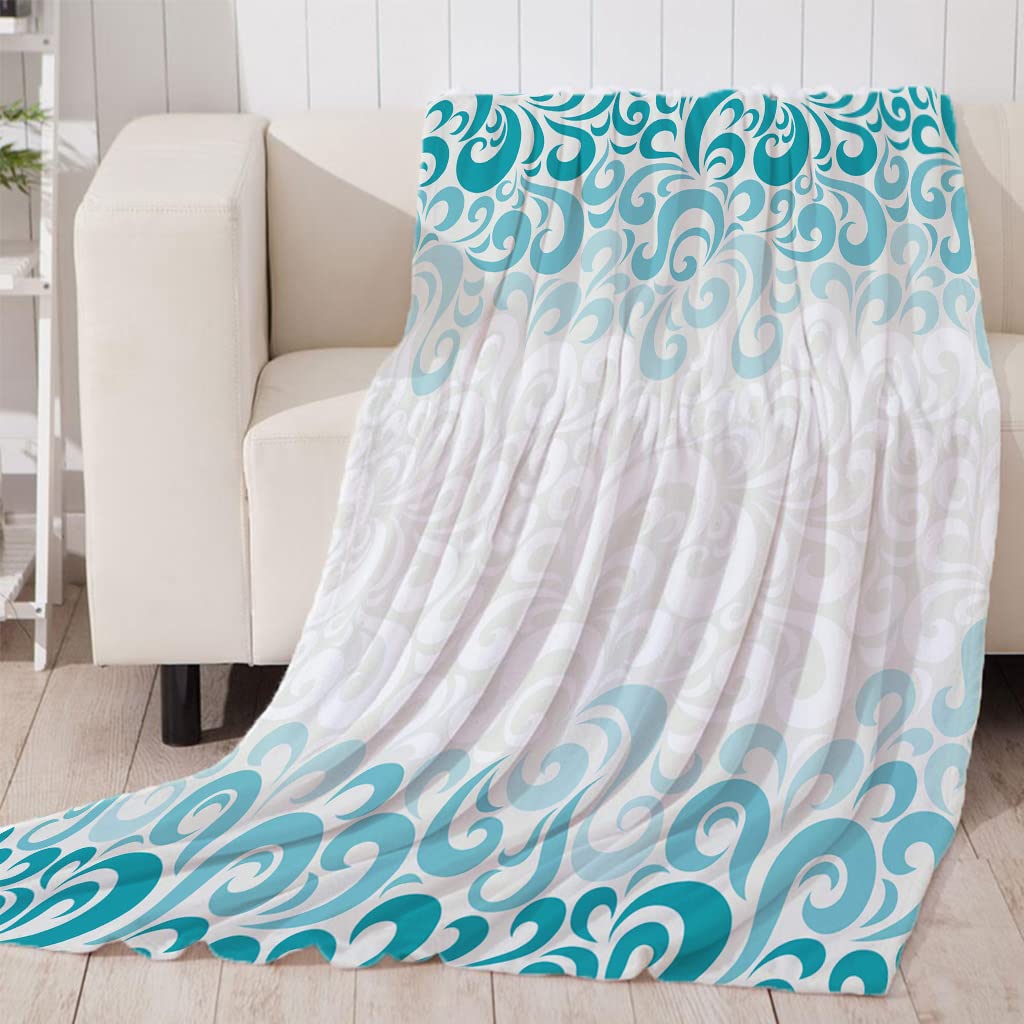 Manta Sherpa Franela Reversible patrón Azul Manta Polar, Manta Felpa de Sofá, 100% Microfibra, Suave, Caliente, Transpirable para Invierno 180x220 cm