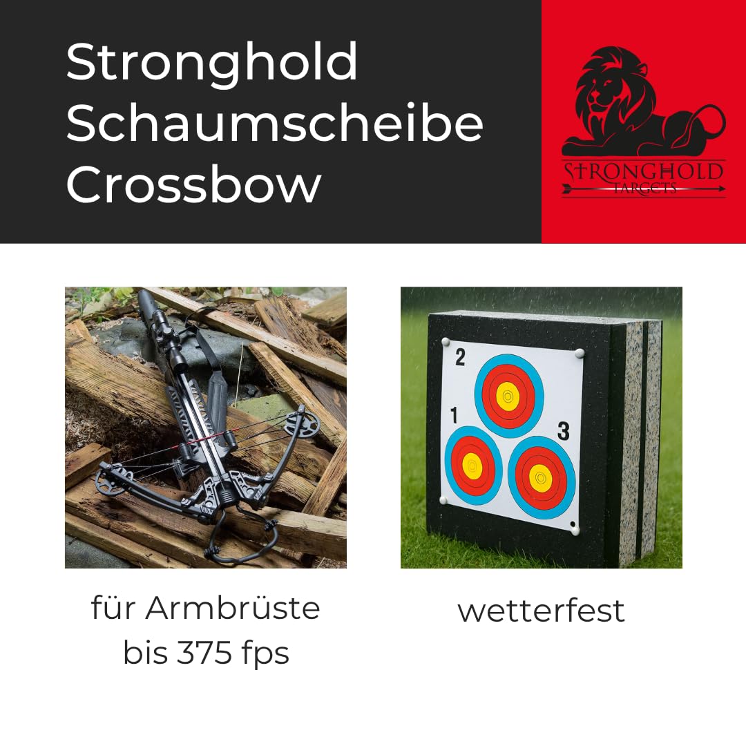 Stronghold Schaumscheibe für Armbrust bis 375 fps 60x60x20 cm | Crossbow I mit Wechselsystem, einfache Pfeilentfernung, wetterfest,schont Pfeile & Material