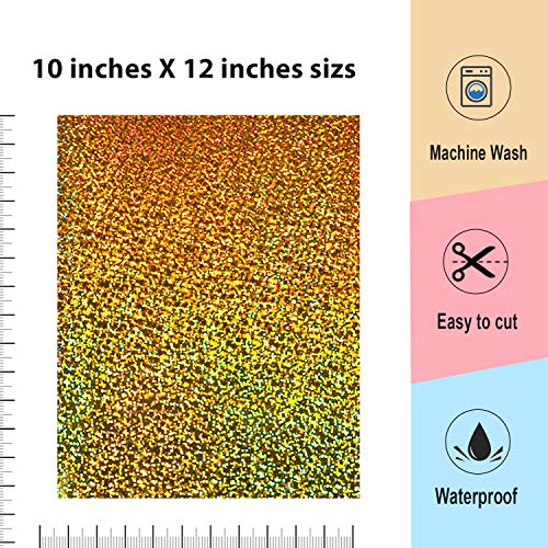TECKWRAP Shining Laser Heat Transfer Vinyl Holographic Glitter Iron On Vinyl Sheets for T-Shirts and Iron On Vinyl 12"x10" 6 Sheets (Red HTV) - Thumbnail 7