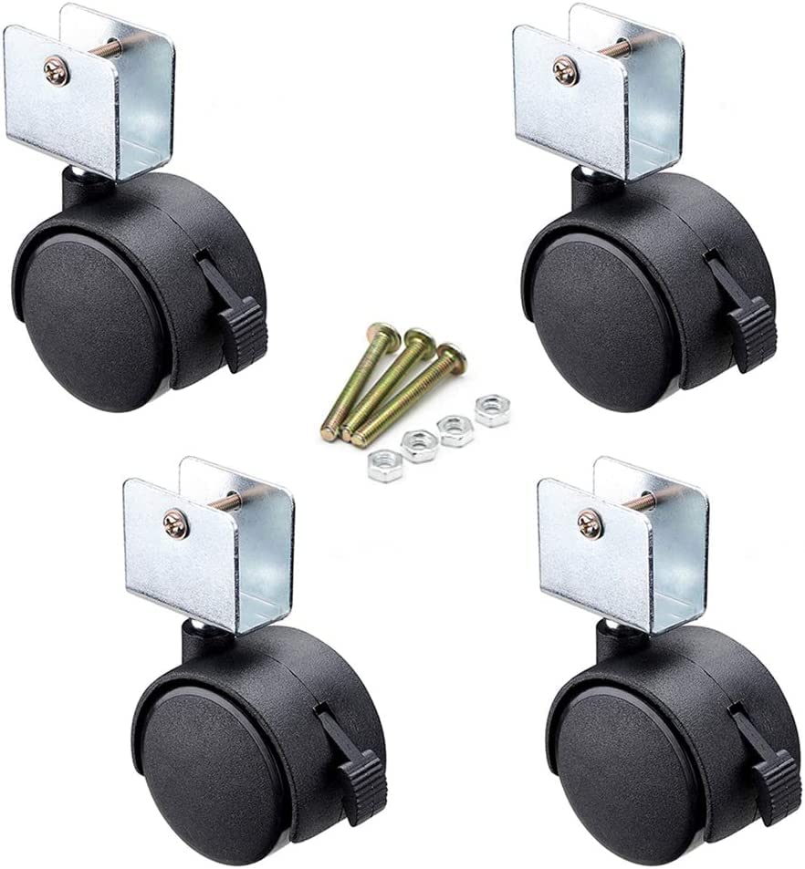 Roulette pour meuble robuste lot de 4 roues pivotantes noires 2 pouces avec frein pour berceau