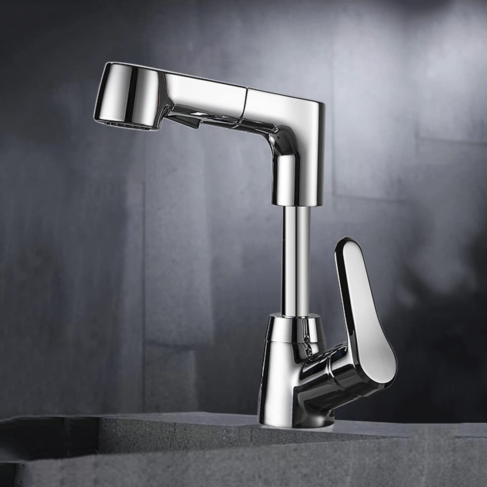 Robinet d'évier multifonction au design moderne noir et chrome orientable
