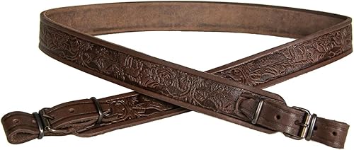 Miniatura 4 de Rifle Sling Gun Hombro Cuero Genuino Cinturón Ajustable para Caza Al Aire Libre Escopeta Táctica Escopeta Correa Escopeta En Relieve NegroMarrón