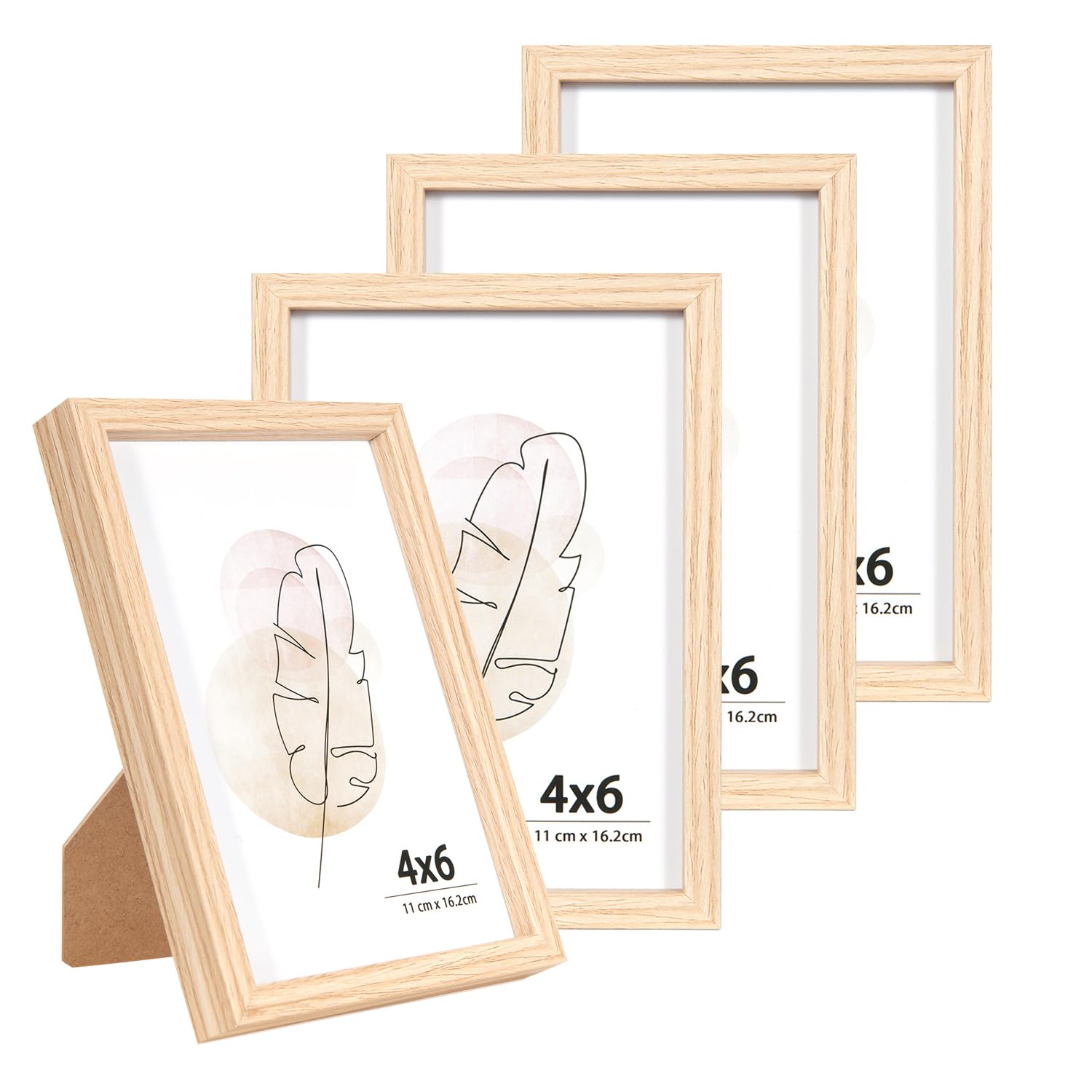 Picture Frame for Wall & Desk Display (Oak, 4x6 (4 Pack))