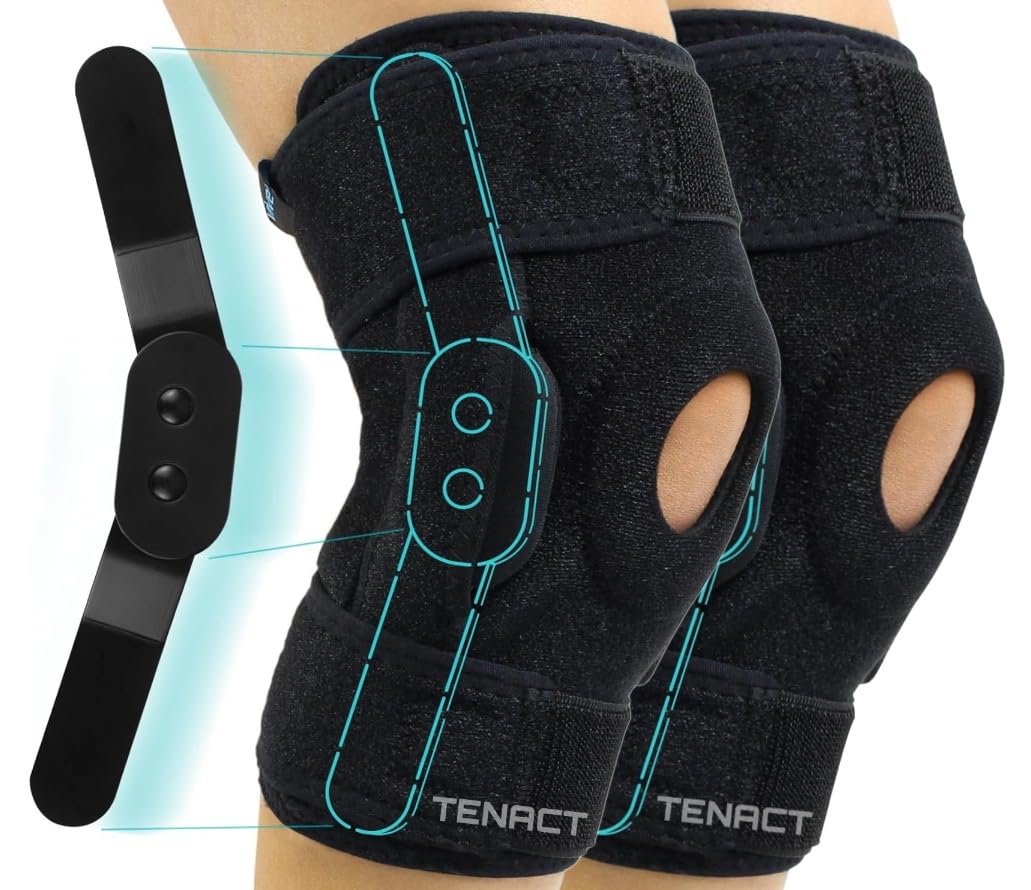TENACT Knee Cap Support Brace with Adjustable Hinge Support Open Patella Design for Joint Pain Relief, Ligament Tear | Breathable Fabric (Universal size) Pack of 2 Black (2) (B0CMNZXNYB) Amazon Price History, Amazon Price Tracker