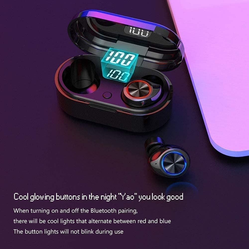 ARTSZY Auricolari Wireless, Auricolari Wireless Bluetooth 5.0 Cuffia Auricolare in Cuffia Wireless Wireless HiFi Sound, PORTATO Aurione di cancellazione della Cabina di Ricarica del Display Digitale