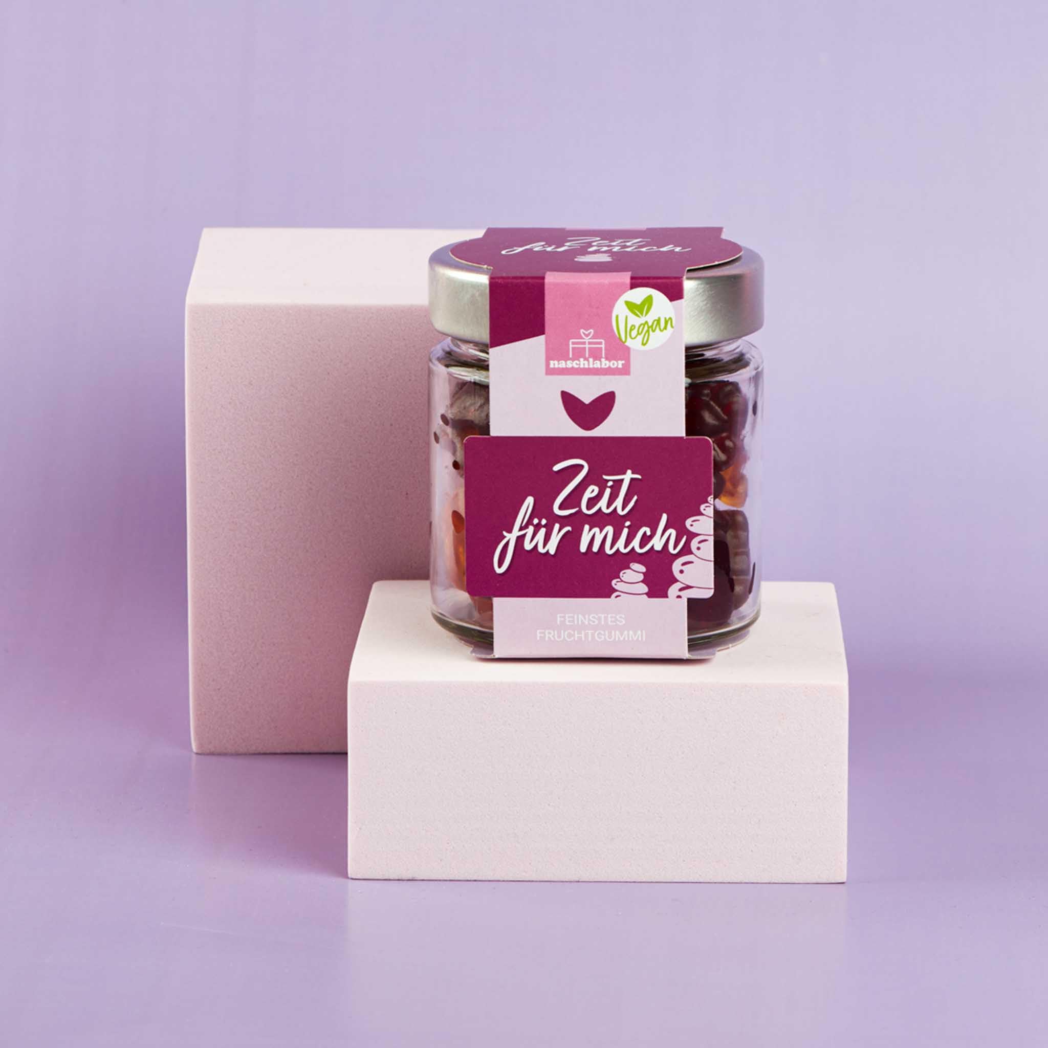 Vegan Fruchtgummi Geschenkglas Zeit für mich 120g | Geschenk für die Liebsten | Das Mitbringsel für deine Freunde | Muttertag | Geschenk für die beste Freundin | Me time