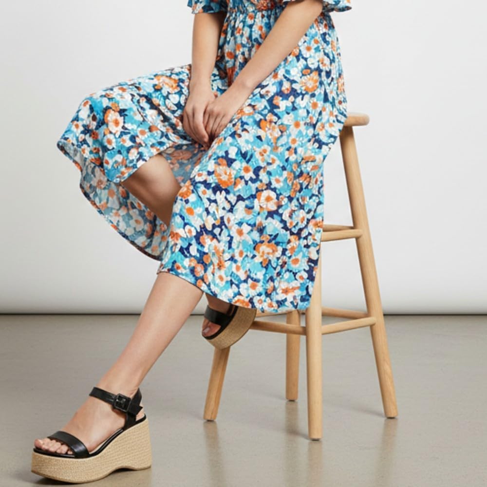 Soda Women’s Open Toe Ankle Strap Flatform Platform Wedge Sandals - Image 2