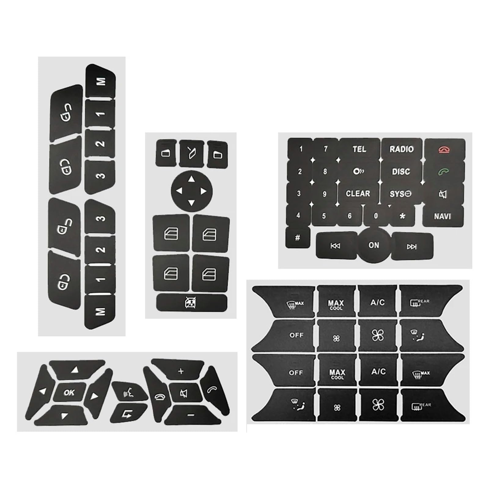 Interior Button Decals Compatible with Benz for E Class for W212 Interior Button Stickers Car Panel Air Condition Switch Decals Set Repair(Size1)