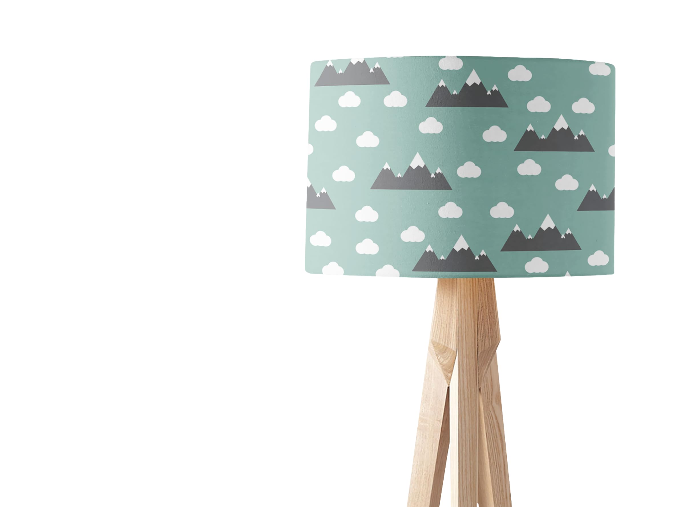 Light Green Clouds and Mountains Design Lampshade, Ceiling Lamp Shade, Table Lamp