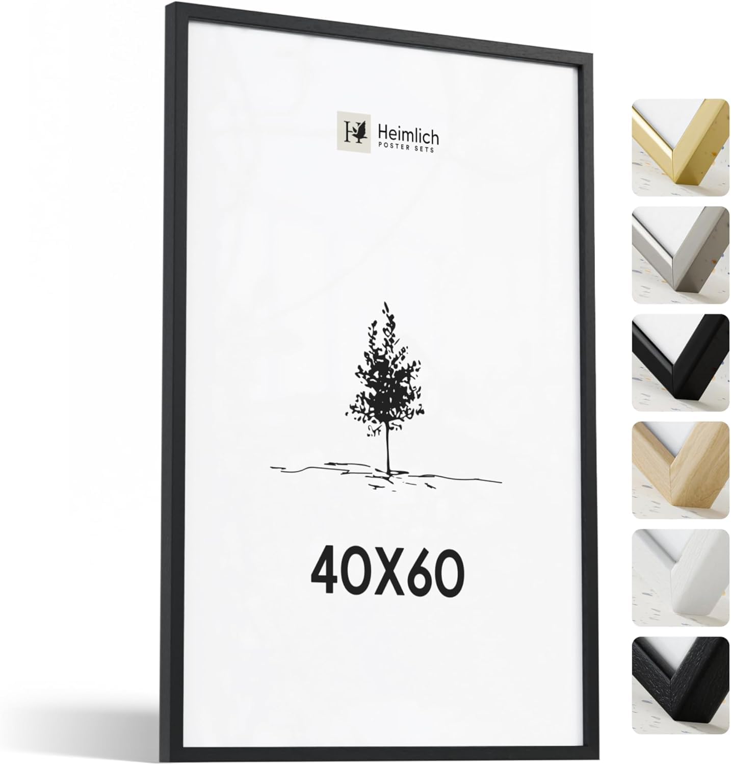 Heimlich® - Marco de fotos - 40 x 60 cm, madera de roble, negro - Marco de collage mediano con lámina de plástico - Sol…