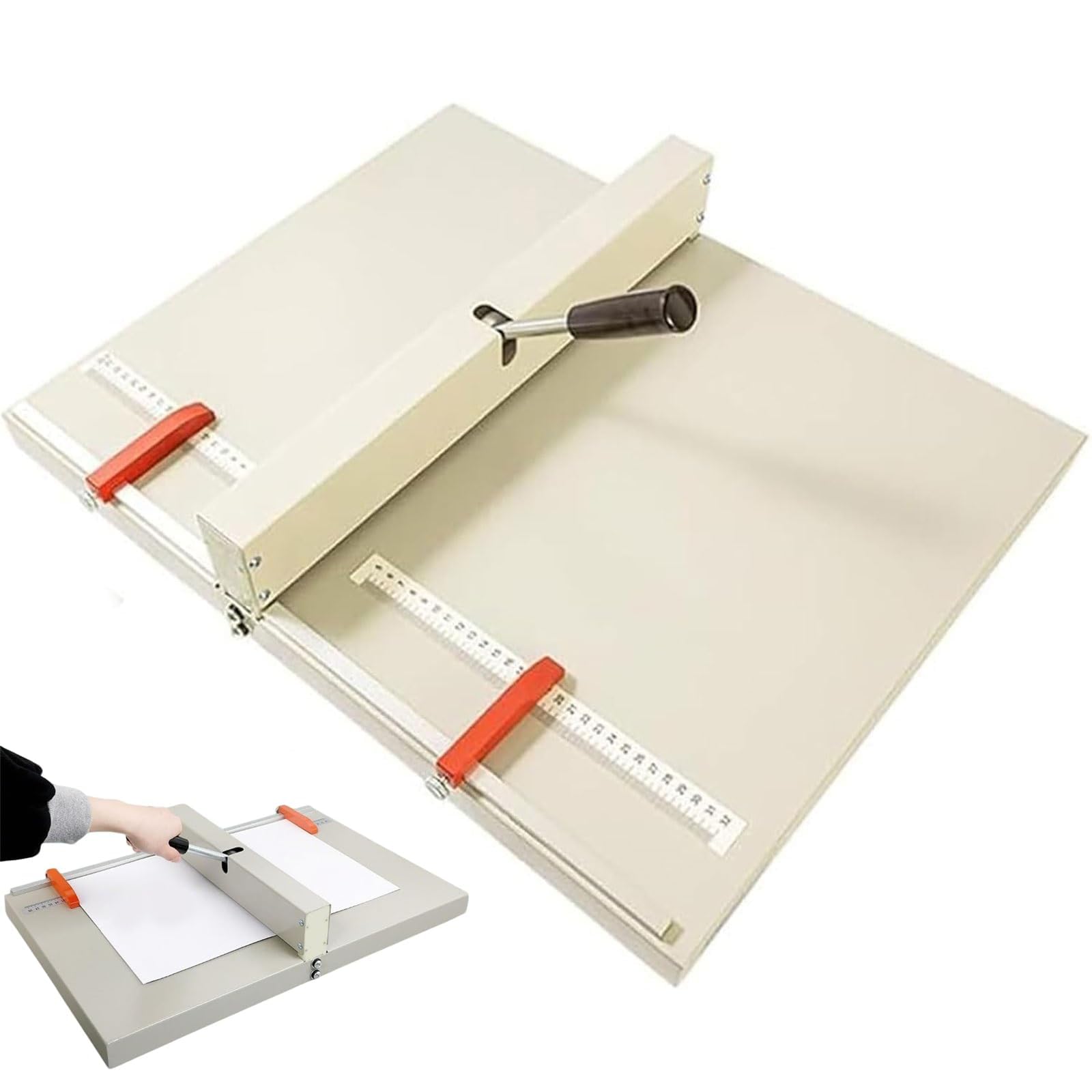 Macchina per piegatura manuale per carta, resistente, con righello di posizionamento, profondità regolabile di 0,8 mm, per piegatura e punteggio in formato A3, A4, A5, larghezza 350 mm/460 mm