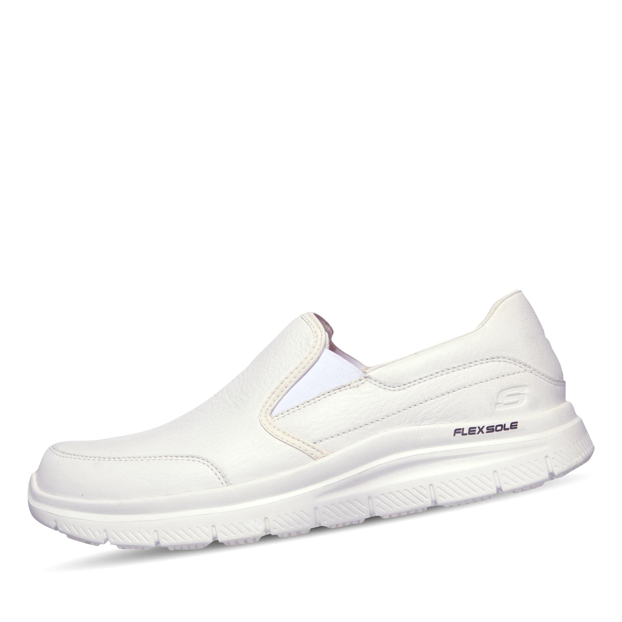 Skechers Mens Flex Advantage Sr - Bronwood Slip On Trainers, White Leather, 13 UK