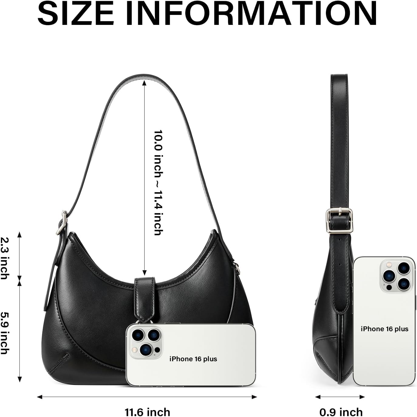 CLUCI Shoulder Bag for Women, Soft Vegan Leather Small Purses with Adjustable Strap, Stylish Hobo Handbags - Image 3