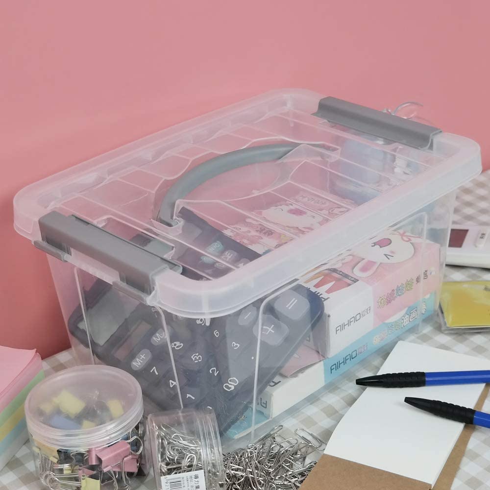6 L Boîtes de Rangement en Plastique Transparent avec Couvercle, Lot de 6