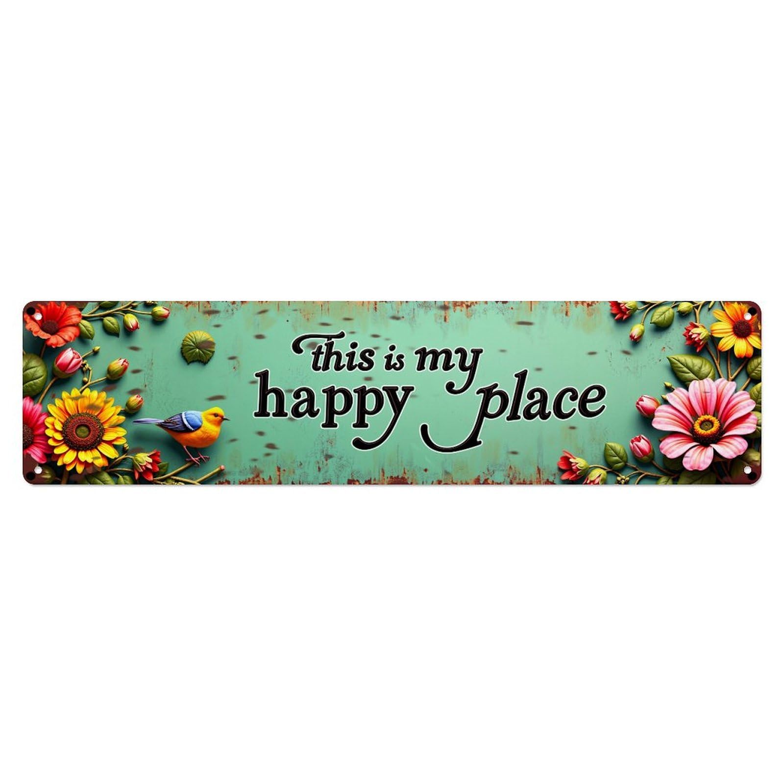 Floral Bird Rustic Sign Art Metal Tin Sign Plaque