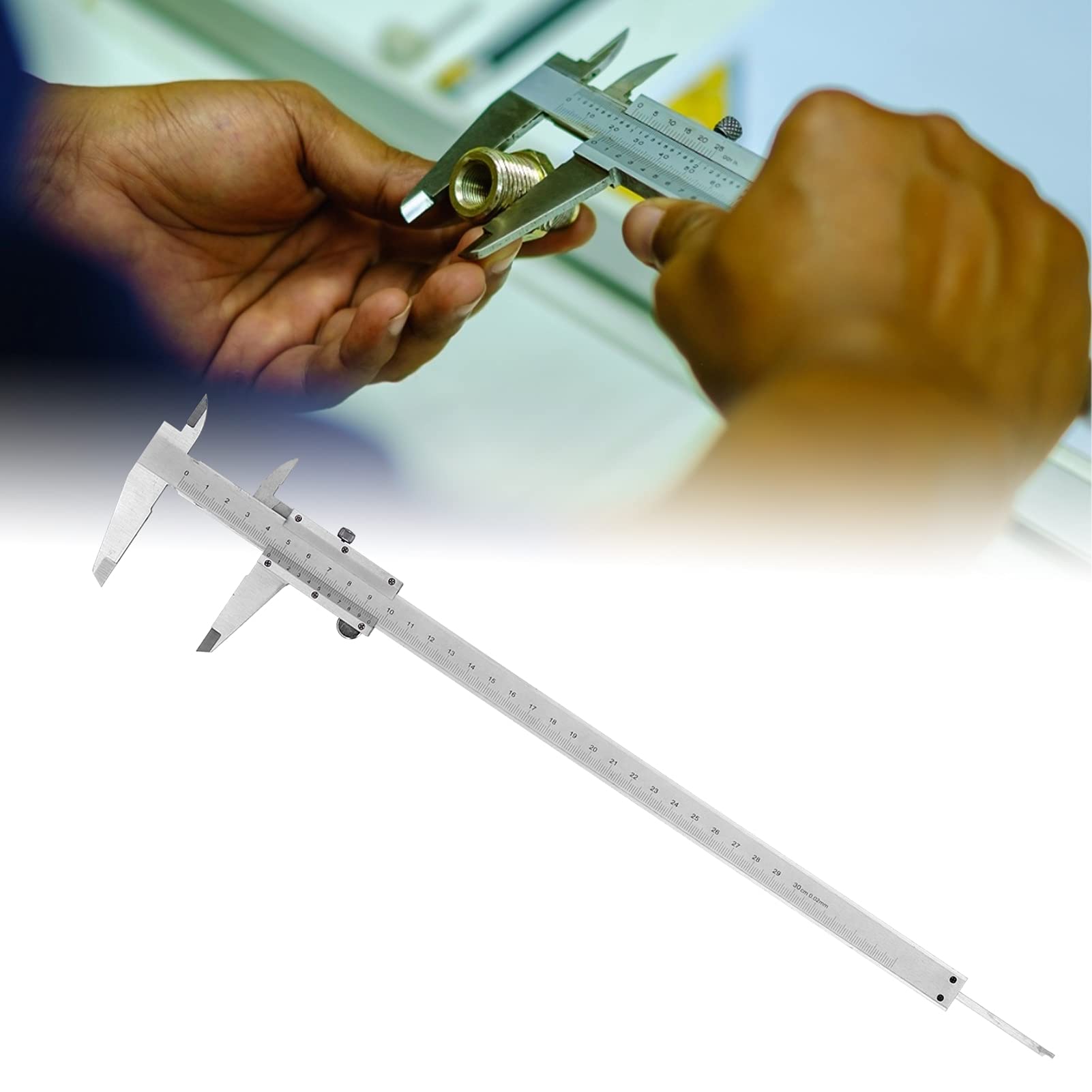 Hyuduo Messschieber aus Kohlenstoffstahl, Messschieber-Linealwerkzeug, Mikrometer-Messschieber für Werkstückbreite und Winkel (0-300mm)