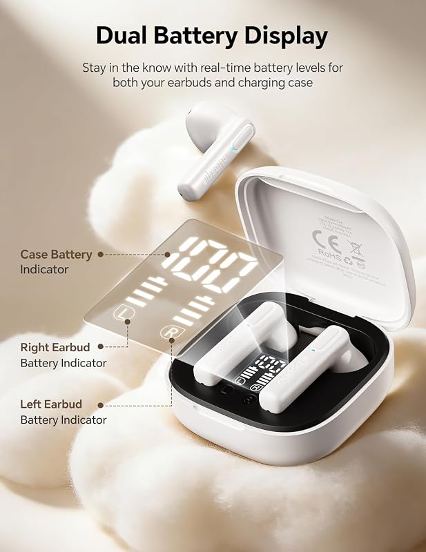 dbsono True Wireless Earbuds Bluetooth Headphones: Ultra-Lightweight White image 2