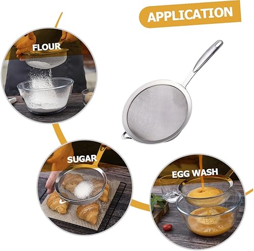 Miniatura 3 de Uonlytech Multi-function Stainless Steel Flour Sieve Large Mesh Strainer Convenient Kitchen Supply for Home Baking Easy to Clean and Store Handheld