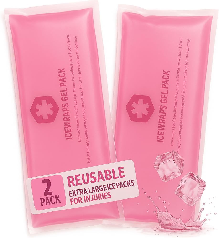 ICEWRAPS 6"x12" Flexible Gel Reusable Ice Packs for Injuries, After Surgery and Pain Relief | Neck, Knee, Hip, Back and Shoulder | Hot Cold Pack Compress Swelling | 2 Pack, Blue - FSA-HSA Eligible