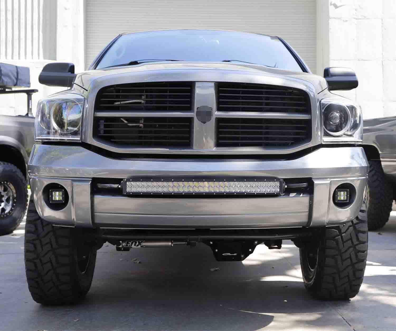 iJDMTOY LED Pod Light Fog Lamp Kit Compatible With Dodge RAM 1500 2500 3500 & Durango, Includes (2) 20W High Power LED Cubes, Foglight Location Mounting Brackets & Wiring/Adapter Harnesses