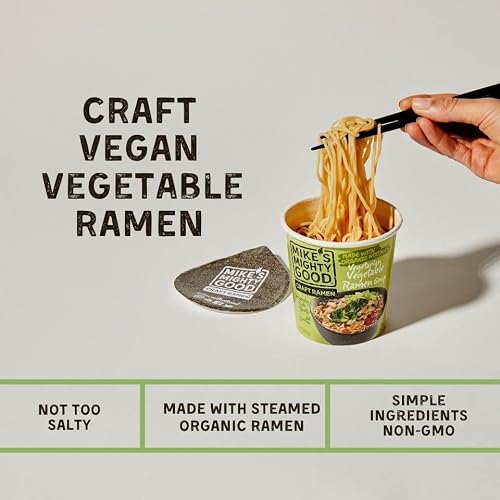 Mike's Mighty Good Vegetarian Ramen Vegetable Soup - Instant Ramen Noodles Cups - Organic Instant Noodles - Vegan Ramen Soup - 1.9 Ounces - 6 Pack #TOP5