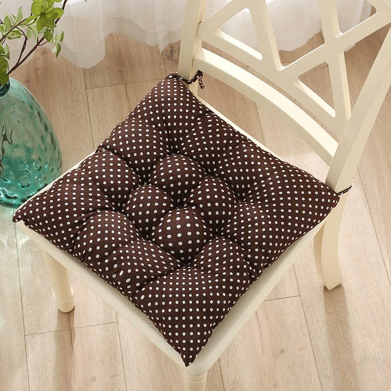 Hixingo Chair Cushions Set of 2, Seat Cushions for Dining Chairs, Geometric Print Soft Cotton Kitchen Chair Cushions, Dining Chair Cushions for Armchair Seat Pad For Garden (Coffee,40x40cm)