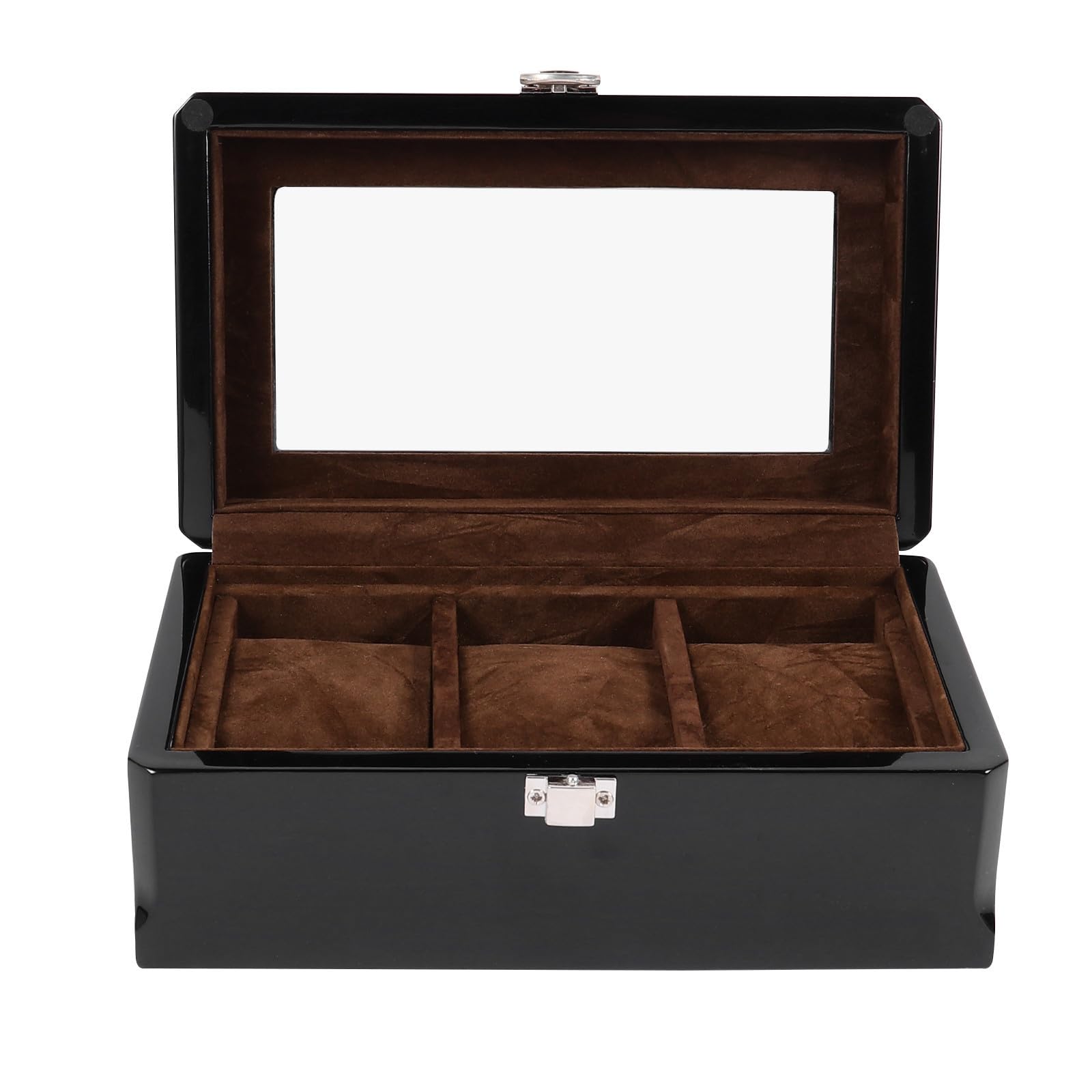 Elegante Schmuckverpackungsbox aus Mdf mit Glasfenster und Flanellfutter Uhrenaufbewahrungsbox zum Schutz und Stilvollen Präsentation für Reise und Zuhause