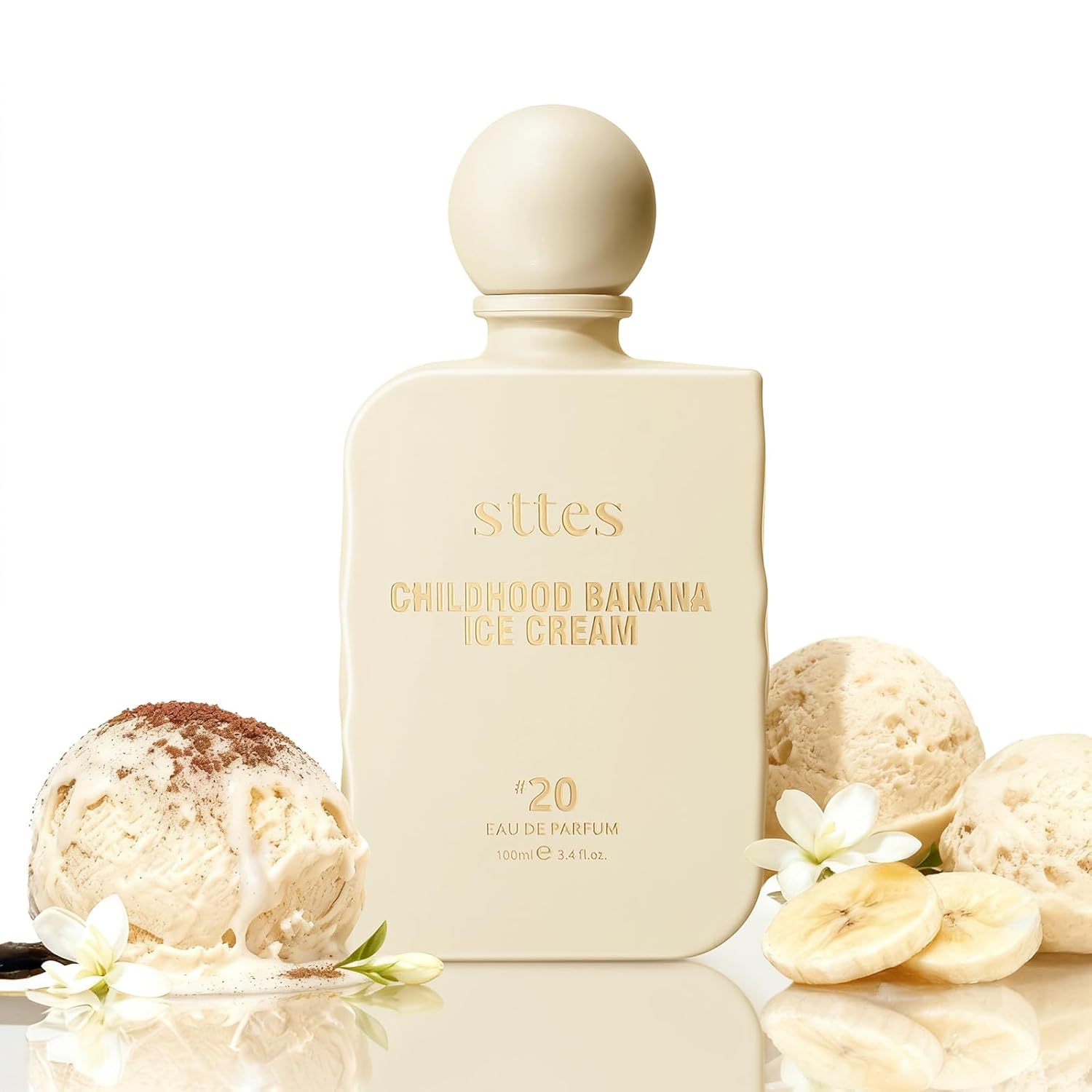 Sttes Perfume #20 for Women – Childhood Banana Ice Cream Eau de Parfum, The Exact Sweetness You Remember: Ripe Banana, Vanilla Ice Cream & Caramel Crunch, Long-Lasting Sweet Gourmand Fragrance, 100ml