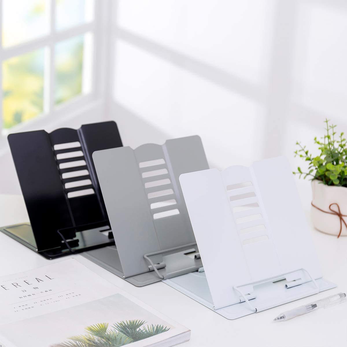 Metall Buchstütze Schwarz - Verstellbarer Leseständer Für Bücher & Tablets