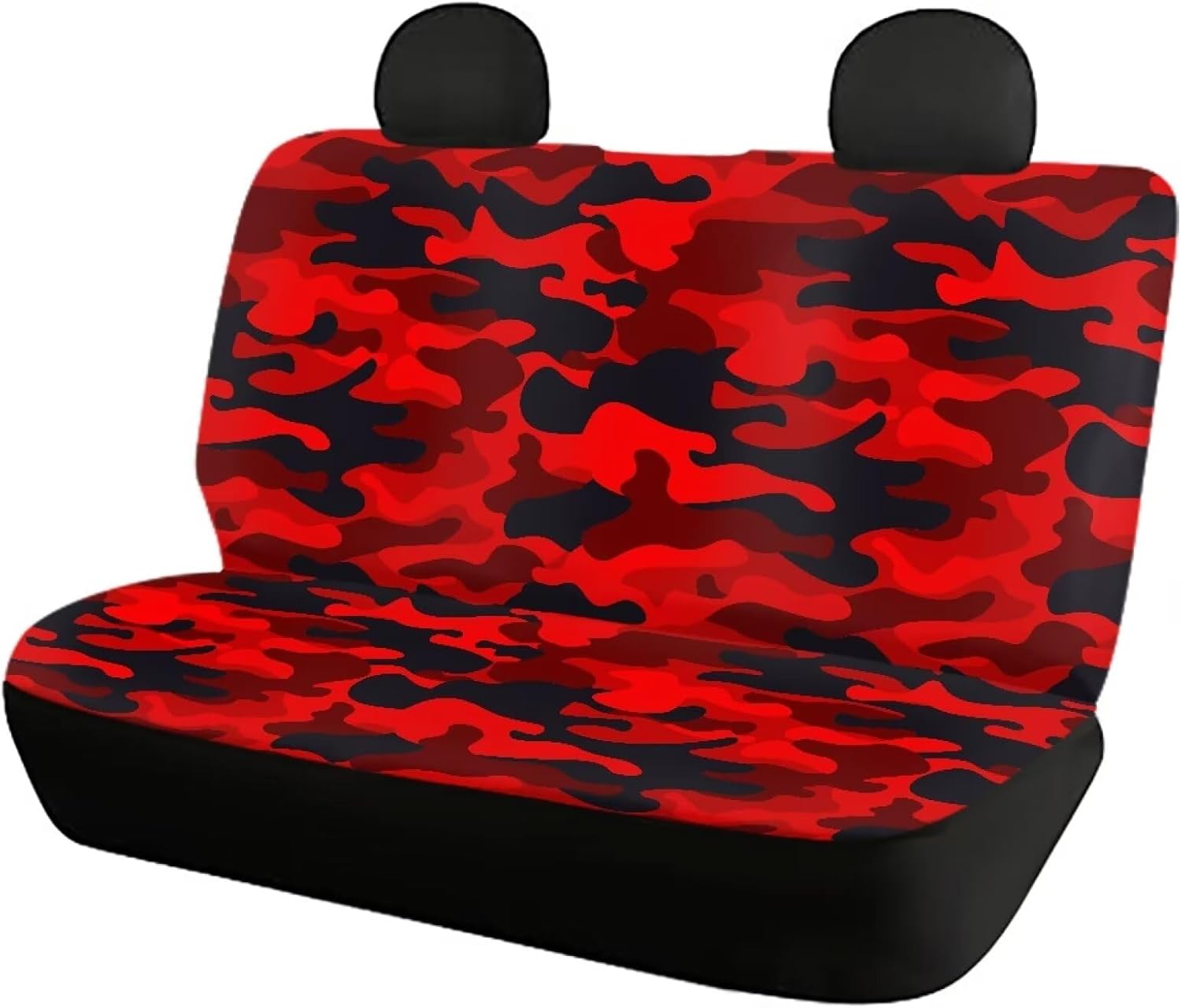 Howilath Camo Red Seat Cover Full Set Universal Front Rear Bench Bucket Seat Cover, Camouflage Car Cccessories for Men Women
