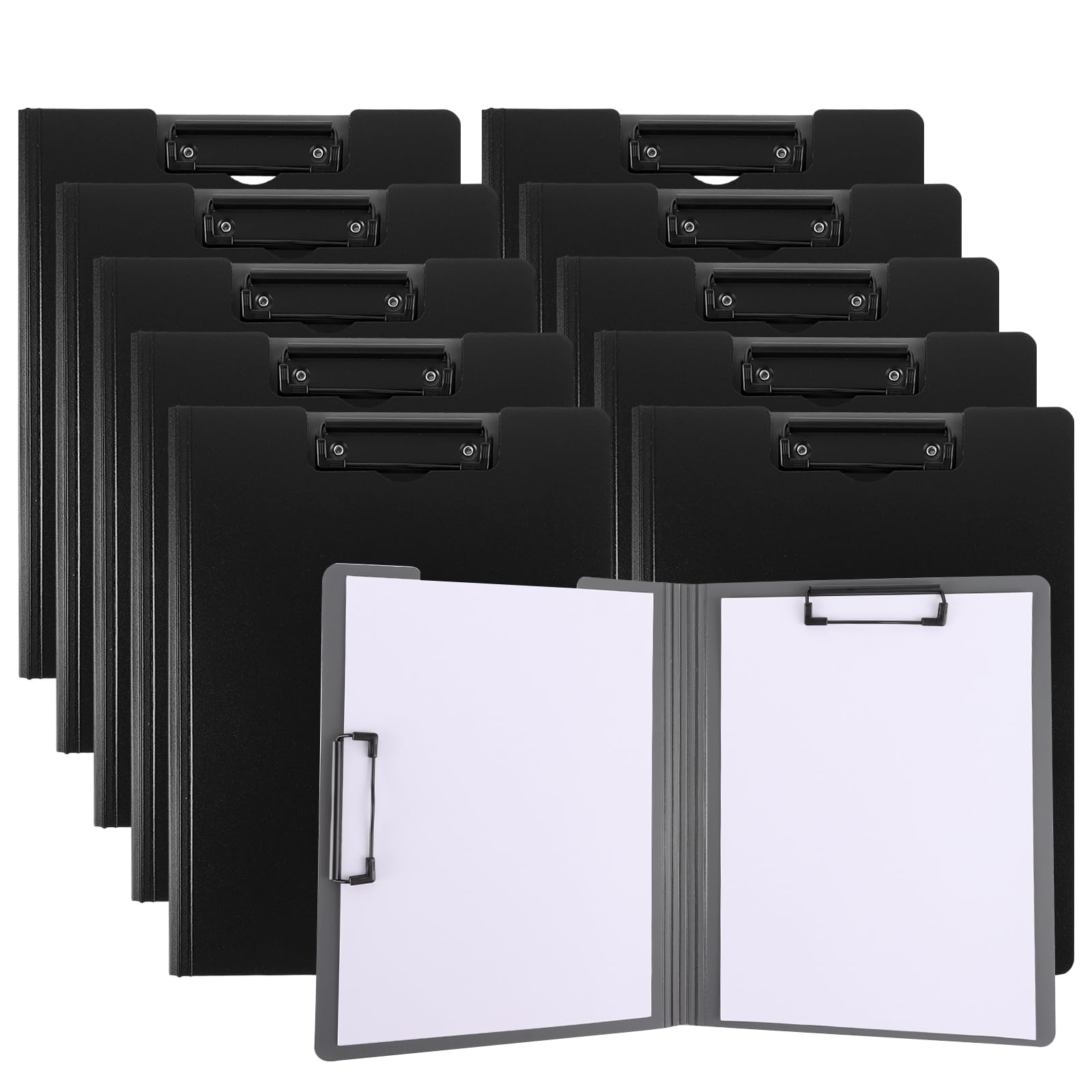 10 pezzi Cartella per appunti A4 con coperchio, Cartella in plastica nera pieghevole per appunti, Cartella per appunti A4 pieghevole Cartella per appunti per appunti, documenti e scuola, ufficio