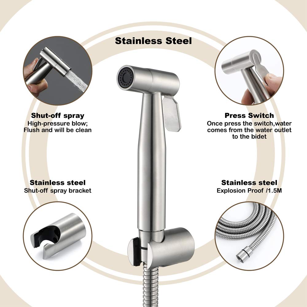 Set rubinetti bidet WC acciaio inossidabile 304 con tubo doccia 1,5 m tipo B