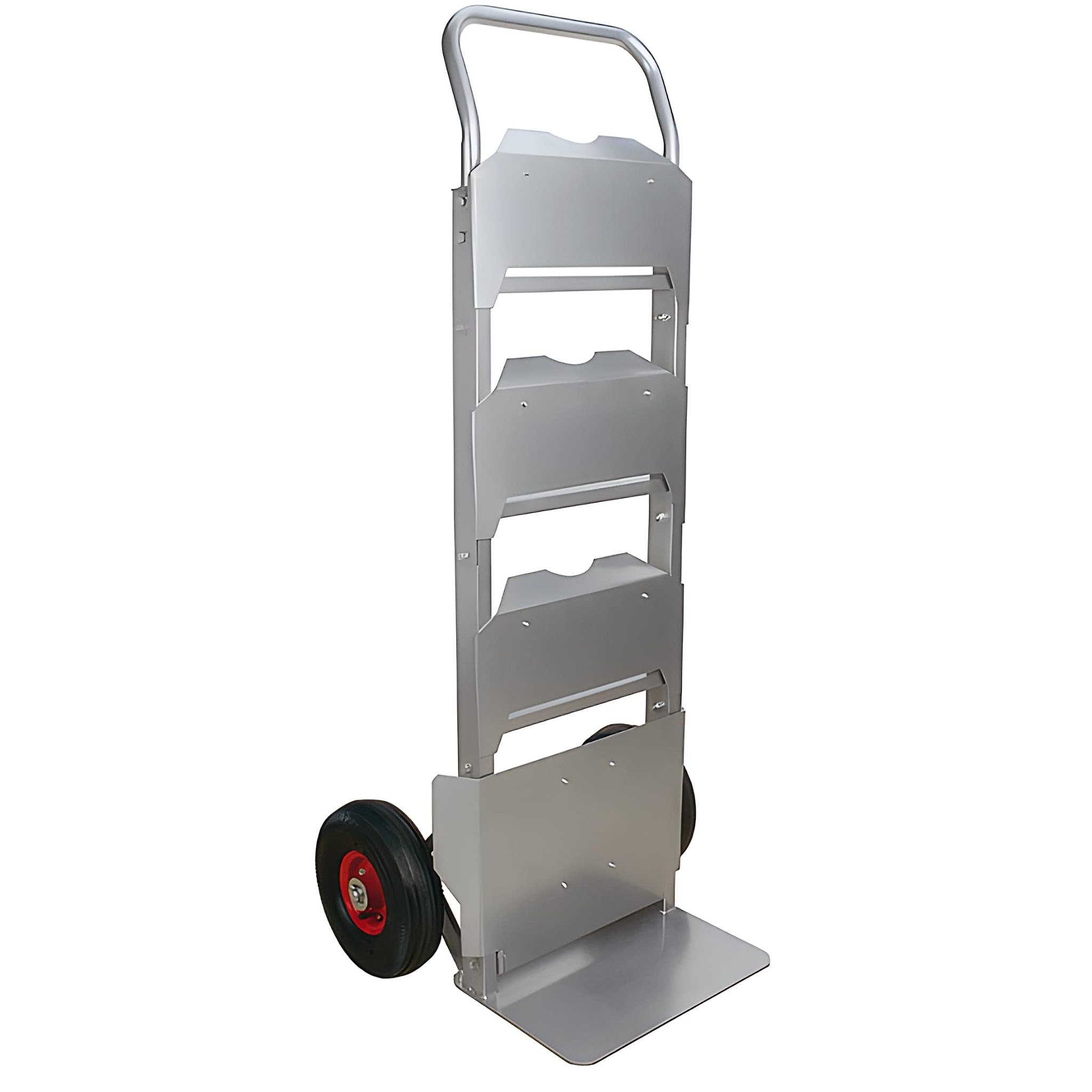 Bricoloco Carretilla para garrafas con 4 Palas abatibles Grosor Metal 32 mm – Ruedas de llanta metálica de 260 mm con Eje 20 mm. Capacidad 250 Kilos