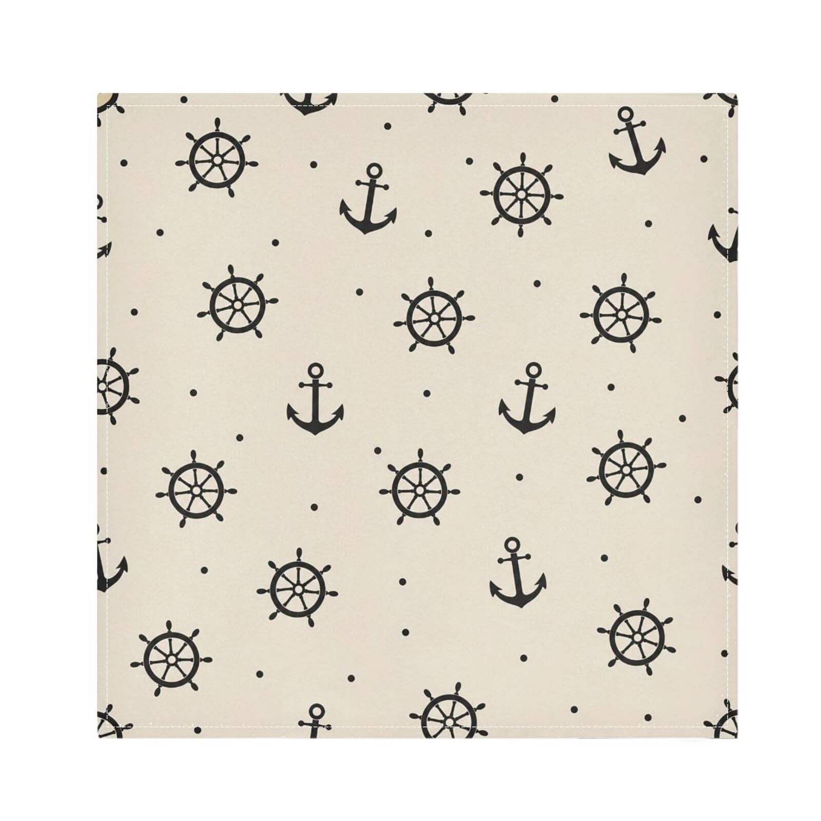 Ttgoth Ship Anchors Rudder Cloth Napkin Set of 4 Washable & Reusable Dinner Napkins for Dining Table, Banquets, Wedding, Party, 50x50 cm