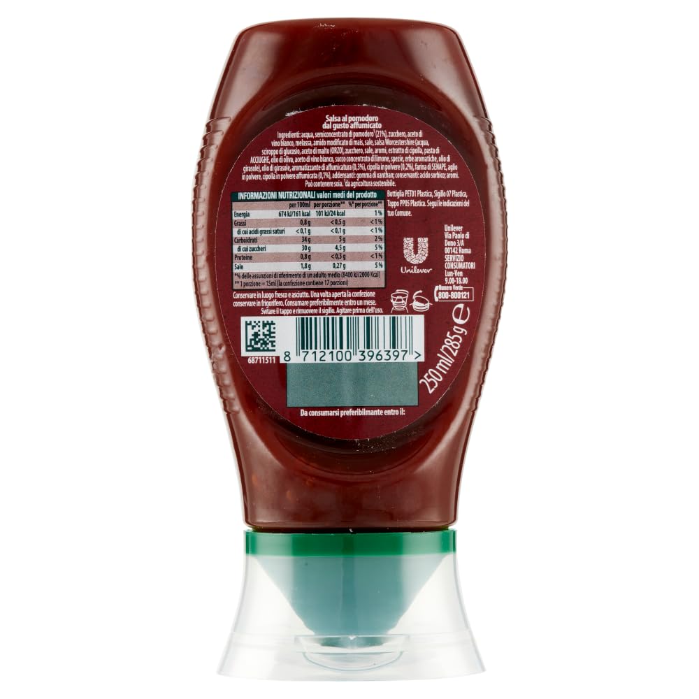 12 salsas Calvé Salsa Barbacoa con fuerte aroma a madera y humo, ideal para todos los platos de carne, 250 ml y polpa italiana gourmet 400 g