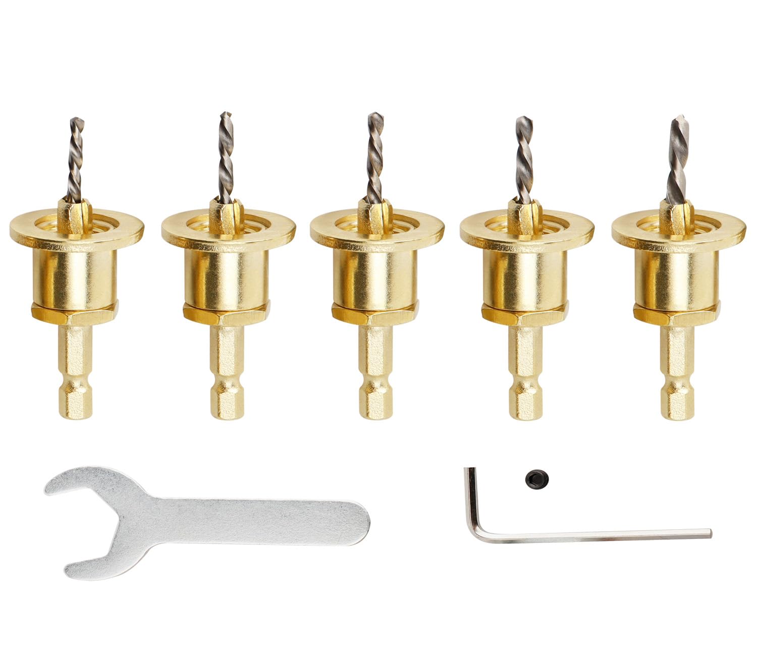 Wolfride 5本セット HSS 面取り 皿取りドリルビット 1/4"六角軸 木工用ドリル