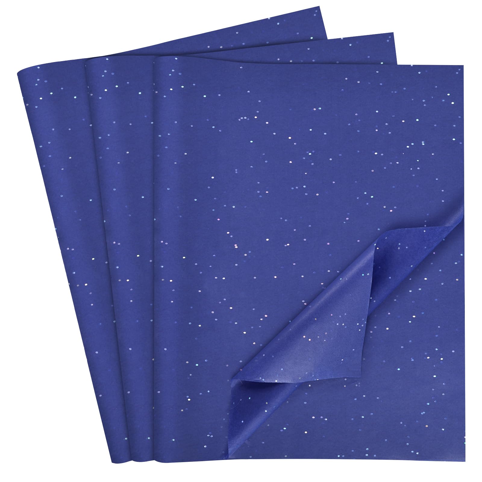 Koogel 120 Sheets Glitter Tissue Paper, 20"x14" Blue Tissue Paper Bulk Sparkle Gift Wrapping for Wedding Birthday DIY Project