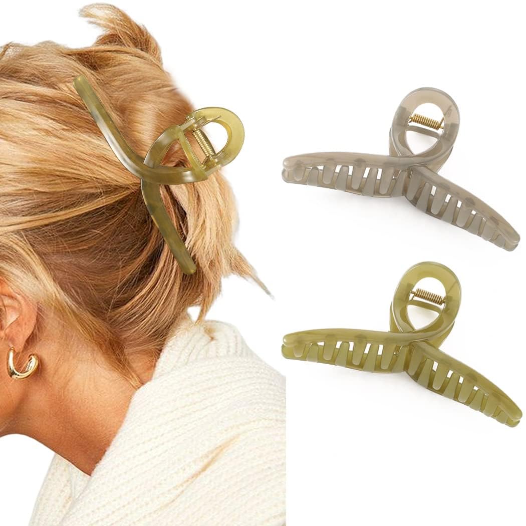 2PCS Big Hair Claw Clips Large Jelly Clip Hair Claw Clamps 2PCS Big Hair Claw Clips Large Jelly Clip Hair Claw Clamps