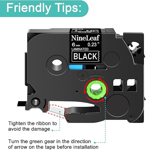Miniatura 4 de NineLeaf Paquete de 10 cintas compatibles con Brother TZe-315 TZe315 TZ-315 TZ315 de 0.236 in, 14 de pulgada 0.23 pulgadas, blanco sobre negro,