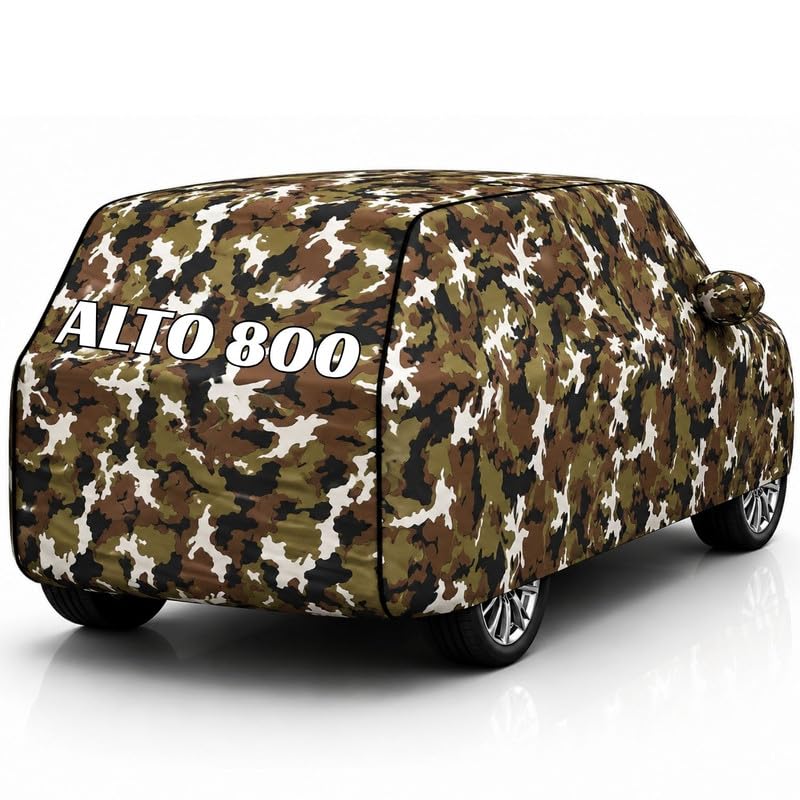 Image of Back-Boo Heavy Waterproof Alto 800 Car Cover | Polyester Car Body Covers for Rain & Sun | UV Protection, Dustproof, Scratch Resistant, Windproof, Heat Resistant, Custom Fit - (Jungle)