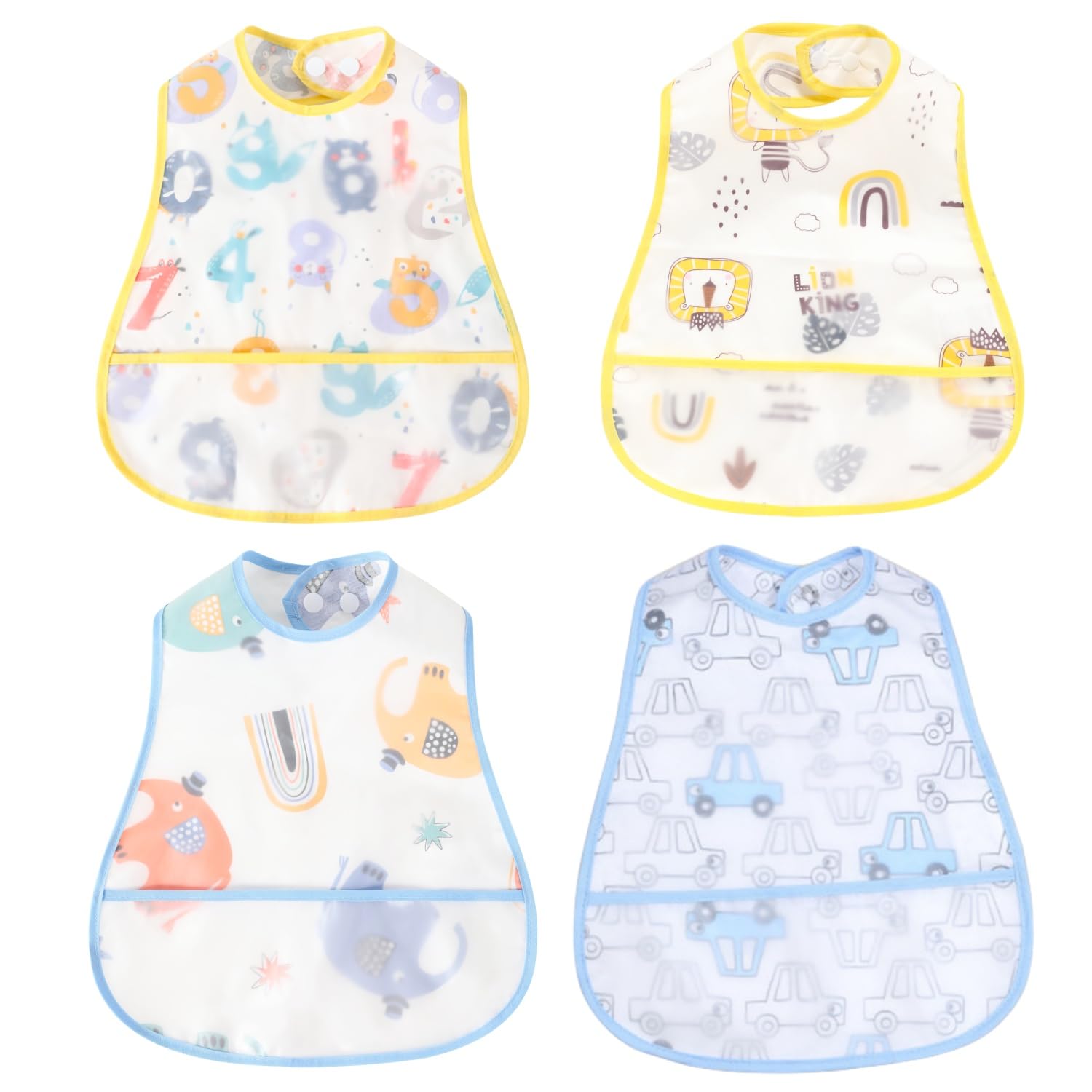 norinori Baby bibs Waterproof Feeding bib Christmas Day - Starter Bib with Catcher Pocket For Todder Infants Washable Soft 4Pac 6-24M