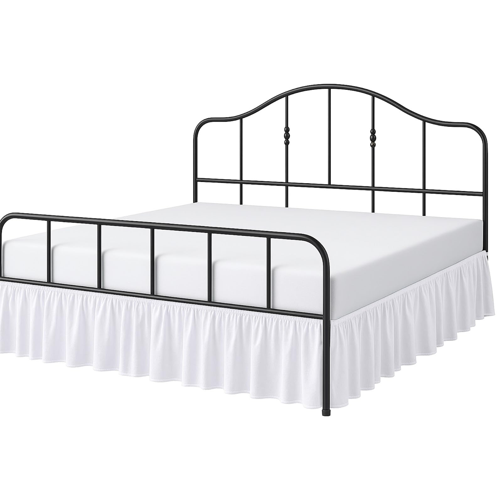 Ruffled Bed Skirt Queen Size with Split Corner-White Dust Ruffle Queen-18 Inch Drop Bed Skirt-Hotel-Quality Ruffles Bed Skirt with Platform Three Side Coverage, Easy fit, Made Brushed Microfiber