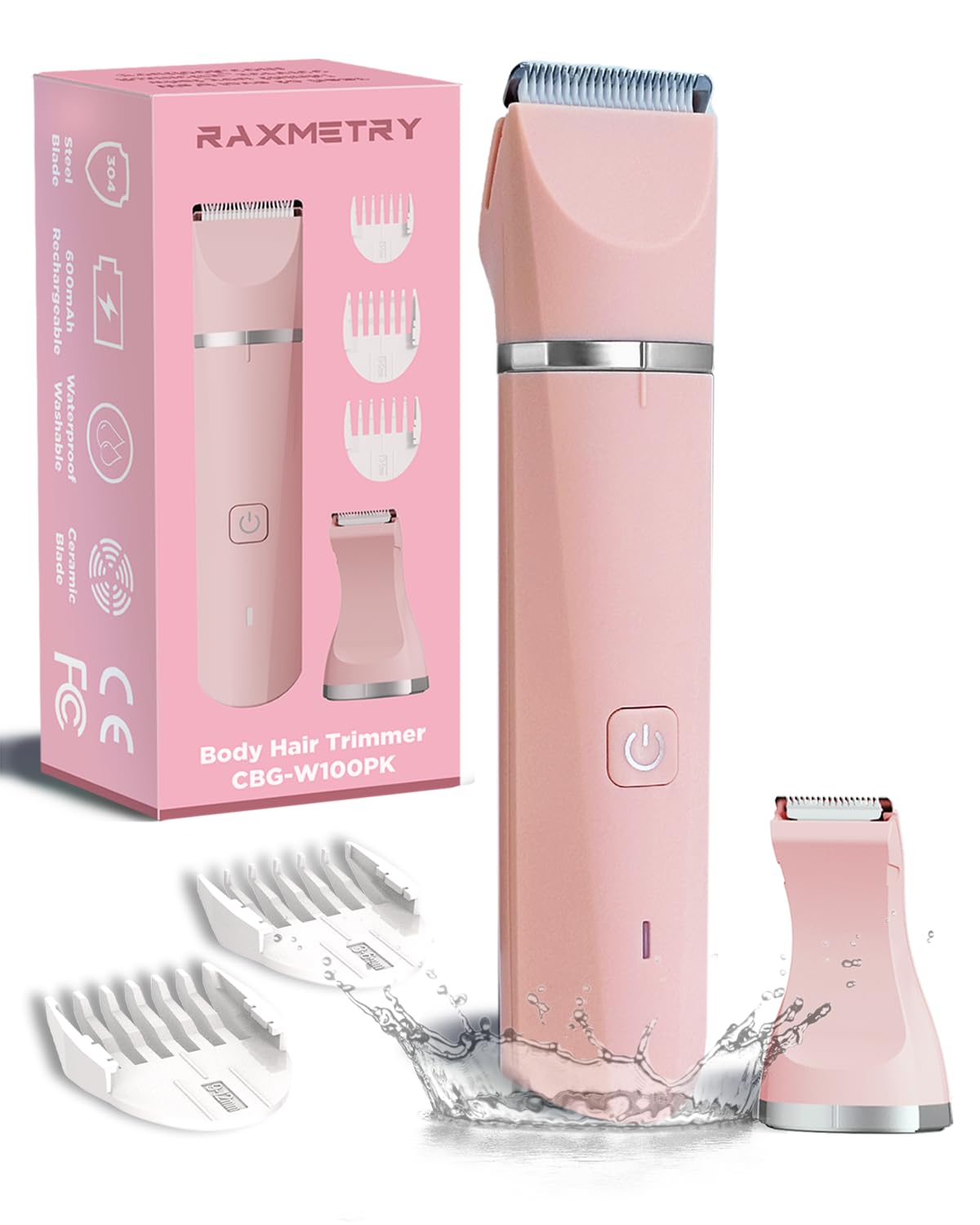 Intimrasierer Für Frauen, Elektrischer Trimmer Damen Intimbereich, Damenrasierer Intimrasierer, Rasierer Damen Intimbereich, Aufladbar,Wasserdicht für nass und trocken, Rosa