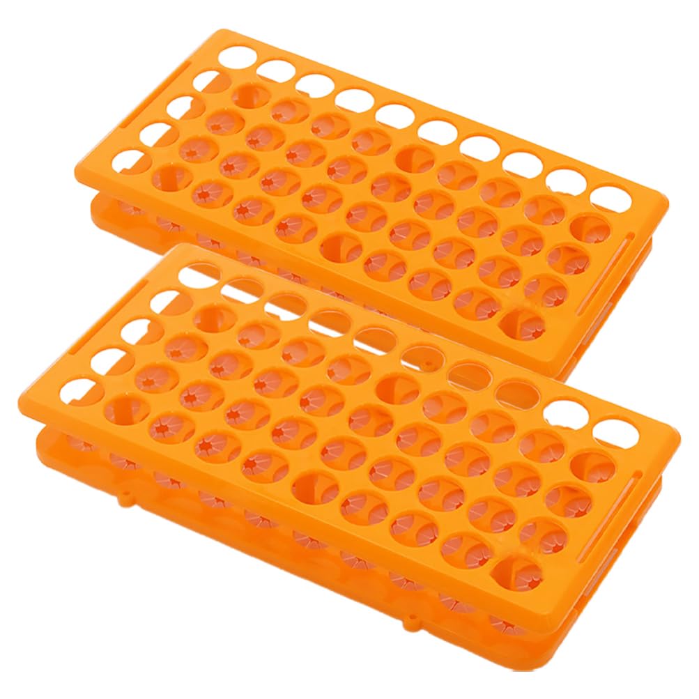 DECHOUS 2Pcs Test Tube Racks, Plastic Test Tube Rack for 15ml Tubes, Holds 50, Hole Diameter 18mm, Plastic Test Tube Holder for Scientific Experiments, Party Supplies, Candy Storage