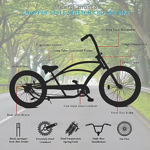 Bicicleta cruiser de playa de 26 pulgadas, monocolor, con freno contrapedal, para hombre miniatura 7